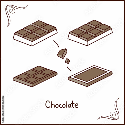 Hand Drawn Chocolate Bar Vector – Sweet Cocoa Snack Illustrations