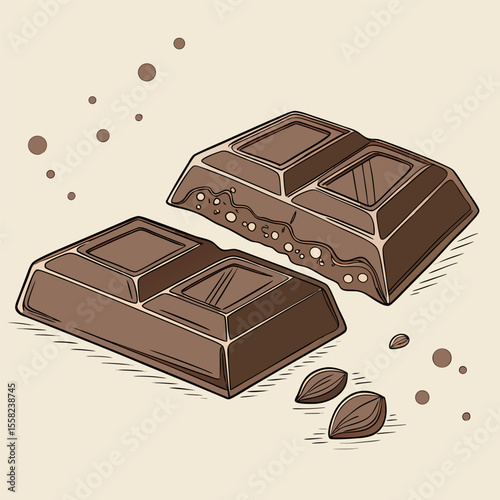 Hand Drawn Chocolate Bar Vector – Sweet Cocoa Snack Illustrations