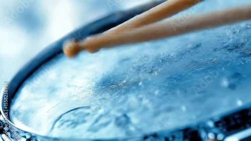Drumming action with water splashes