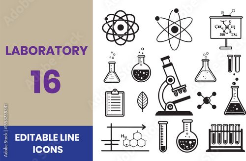 Laboratory and test line icon set. Laboratory, research, scientist, experiment, lab, science, chemical, toxic, microscope, experiment, education, biotechnology line icon set. Ui thin line icon pack