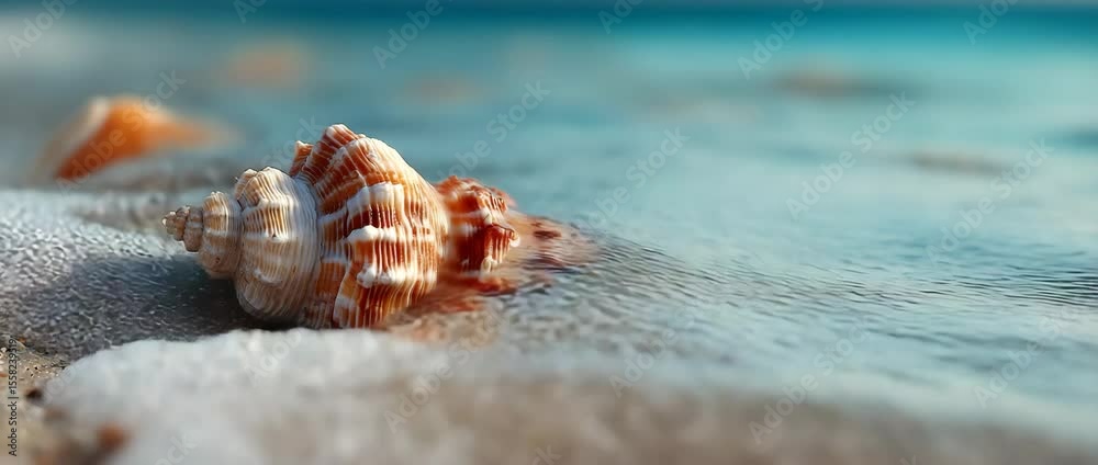 The waves wash beautiful shells across the sand. 