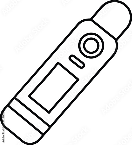 Simple line drawing of a digital thermometer for measuring body temperature isolated on white background