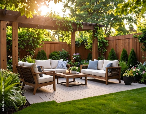 Outdoor patio furniture and pergola