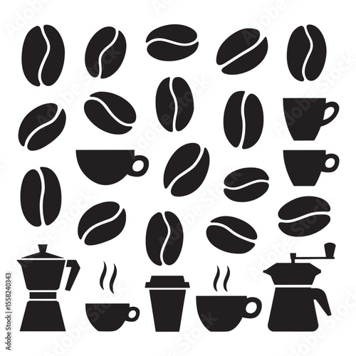Simple Black and White Coffee Icons Collection