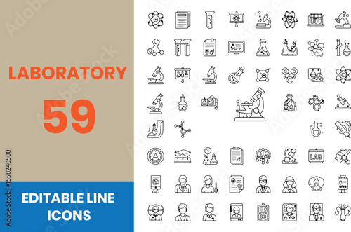 Laboratory and test line icon set. Laboratory, research, scientist, experiment, lab, science, chemical, toxic, microscope, experiment, education, biotechnology line icon set. Ui thin line icon pack