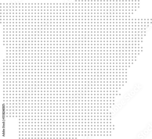 Arkansas, United States – circle dot grid vector map (Albers equal area conic projection, PPT-compatible & fully editable)