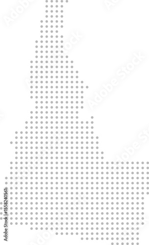 Idaho, United States – circle dot grid vector map (Albers equal area conic projection, PPT-compatible & fully editable)