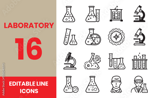 Laboratory and test line icon set. Laboratory, research, scientist, experiment, lab, science, chemical, toxic, microscope, experiment, education, biotechnology line icon set. Ui thin line icon pack