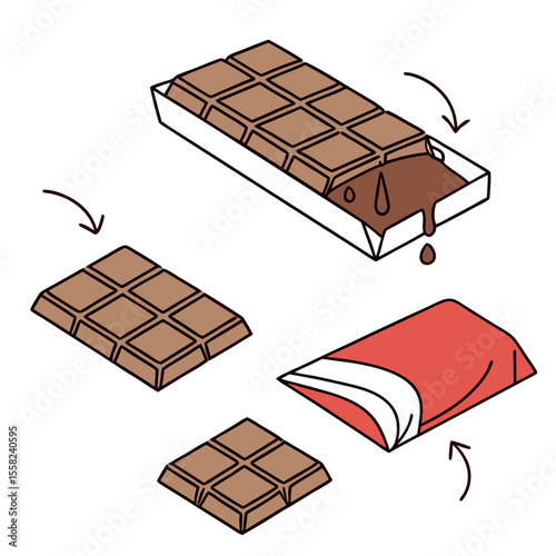 Hand Drawn Chocolate Bar Vector – Sweet Cocoa Snack Illustrations
