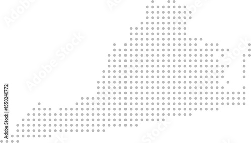 Virginia, United States – circle dot grid vector map (Albers equal area conic projection, PPT-compatible & fully editable)