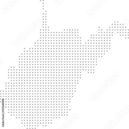 West Virginia, United States – circle dot grid vector map (Albers equal area conic projection, PPT-compatible & fully editable)