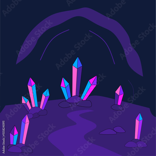 Glowing cave with crystal spikes