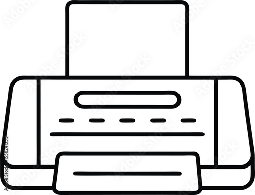 Simple line art icon of a printer or fax machine isolated on white background
