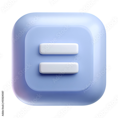 3d icon of an equals sign in blue and white isolated on transparent background