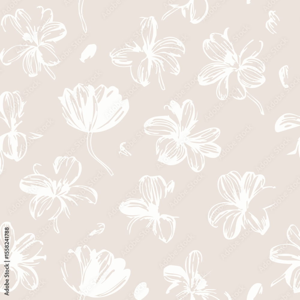 Fototapeta premium Floral Seamless Pattern – Elegant Botanical Background Design