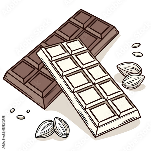 Hand Drawn Chocolate Bar Vector – Sweet Cocoa Snack Illustrations