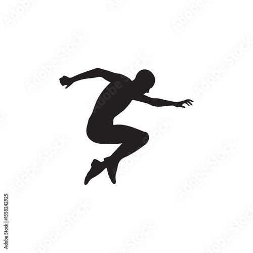 Parkour Athlete Jump Pose Vector.