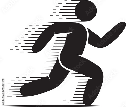 Running Figure with Motion Blurs Icon - Speed or Fast Movement Symbol