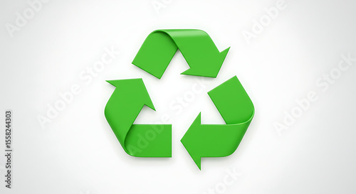 Green Recycle Symbol on White Background for Eco Concept

