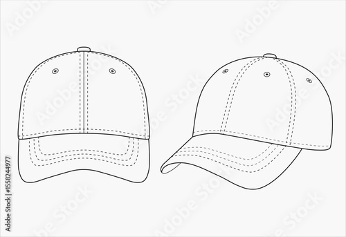 Baseball cap template. Vector illustration of a baseball cap template.