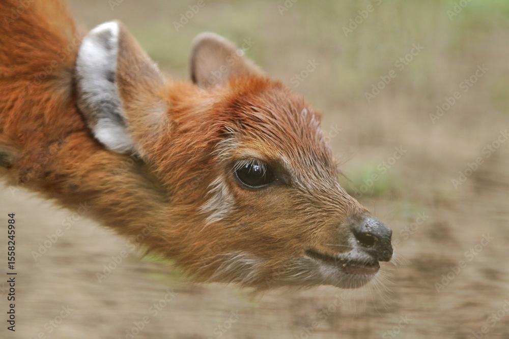 Fototapeta premium close up of a cute little sitatunga
