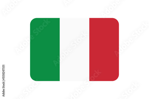 Flag of Italy. Flag icon. Standard colors. Standard sizes. Rectangular flag. Computer illustration. Vector illustration.