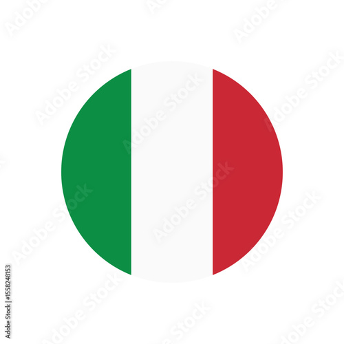 Italian flag vector circular icon on transparent background. Flag of Italy. Vector icon with black outline around the flag