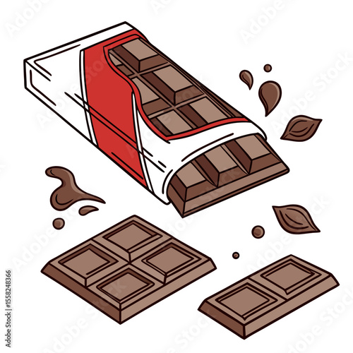 Hand Drawn Chocolate Bar Vector – Sweet Cocoa Snack Illustrations