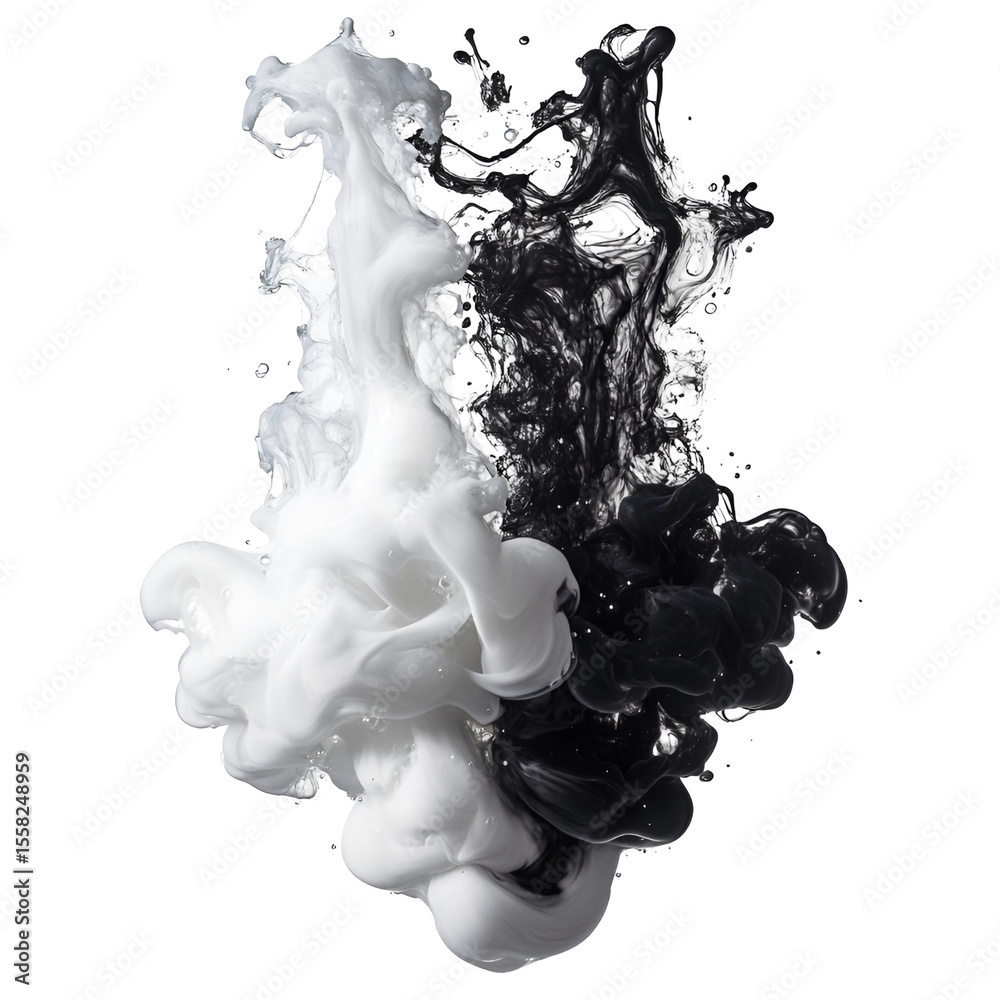 Fototapeta premium Black and white liquid swirls abstract art dynamic contrast,