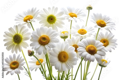 White daisies on a green background. Generative AI