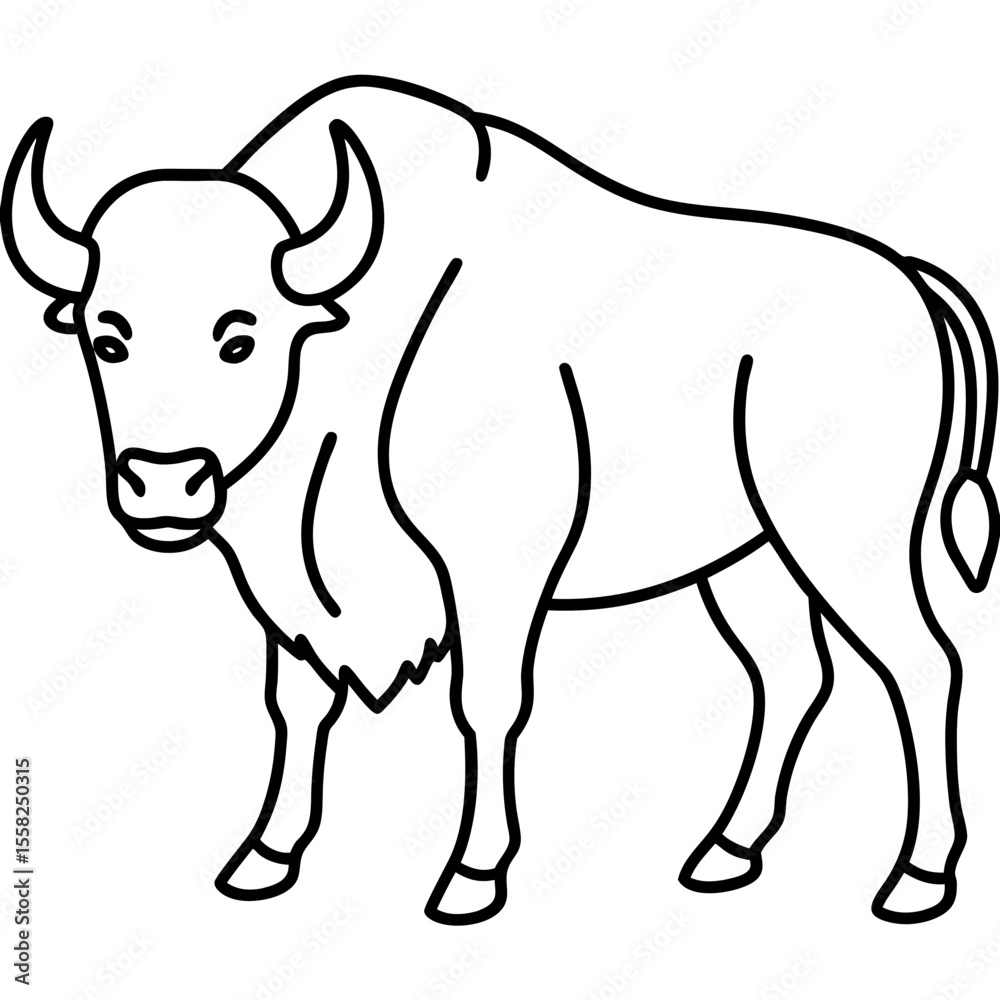 Obraz premium North American Bison Line Drawing