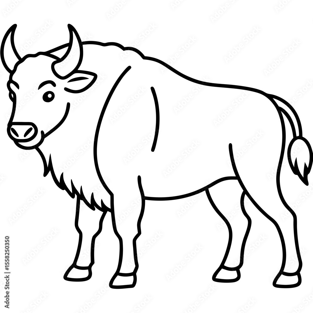 Fototapeta premium North American Bison Line Drawing