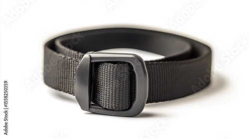 A sleek black belt designed for both style and utility. Perfect for casual attire or outdoor activities. Its durable material ensures longevity. Generative AI