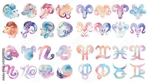 Elegant watercolor zodiac signs and pastel astrology icons, perfect for horoscope designs, spiritual content, and celestial-themed decor.

