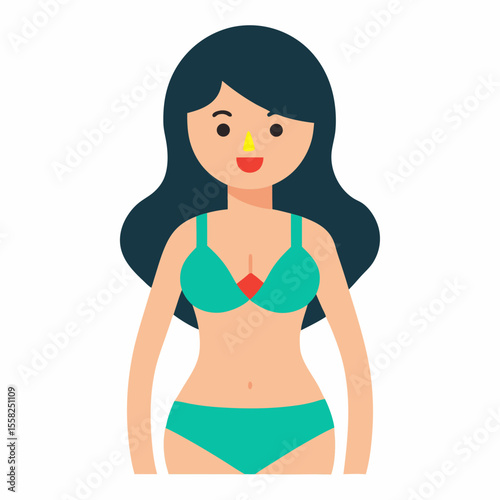 Woman in Bikini Icon Vector – Generative AI & Linocut Silhouette Design