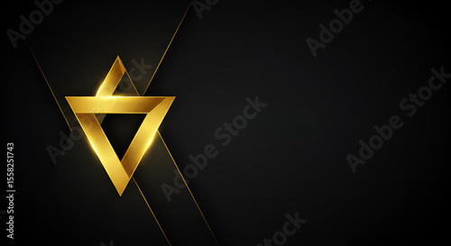 Abstract gold triangle design on dark background