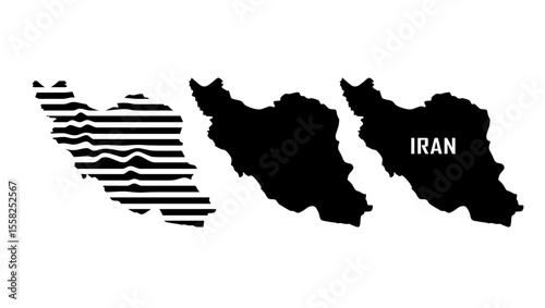iran relief map, black isolated silhouette