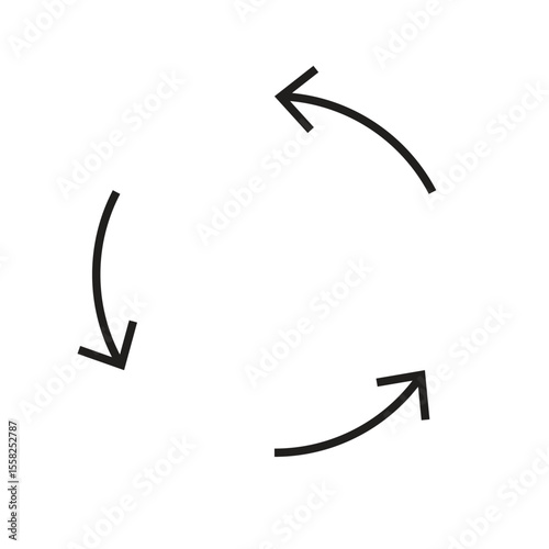 Recycle Style Circular Arrows Icon in Black Outline