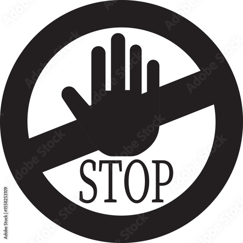Stop icon.No Entry or No Sign and Warning Icon.hand stop sign and symbol. Do not enter red sign.Alert information, accident notification vector illustration.sign icon vector illustration.