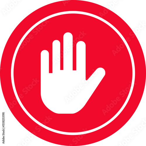 Stop icon.No Entry or No Sign and Warning Icon.hand stop sign and symbol. Do not enter red sign.Alert information, accident notification vector illustration.sign icon vector illustration.
