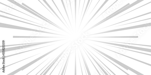 Abstract gray radial lines decorative on white background with soft light. Text frame in manga and anime comics. Vector illustration