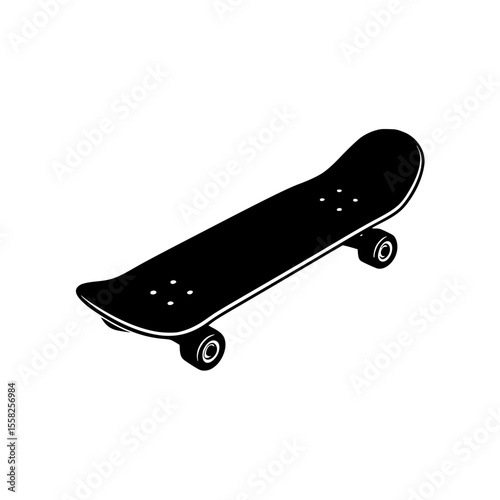 Vector silhouette of a classic skateboard