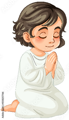 Child in Prayer with Peaceful Expression