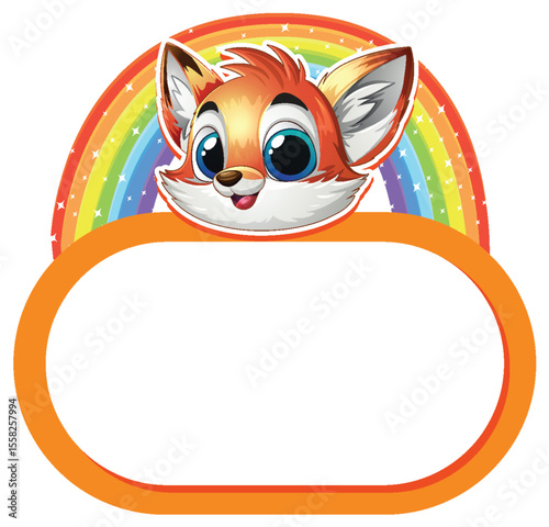 Cute Fox with Rainbow Frame