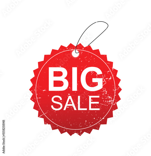 Big Sale Tag Icon Red Grunge Style for sale Promotion Design