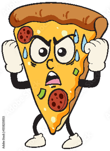 Animated Pizza Slice with Expressive Face