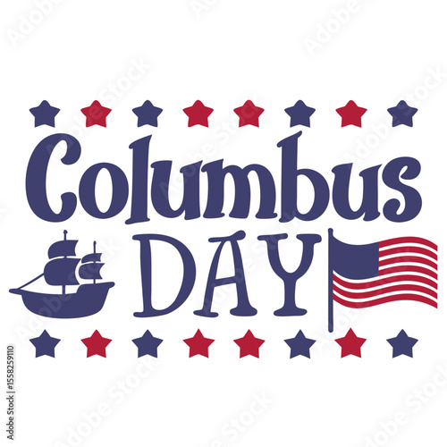 Columbus day celebration with american flag and sailing ship