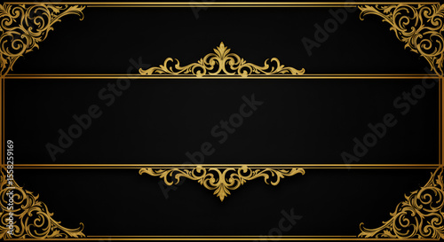 Ornate gold frame on black background (6)