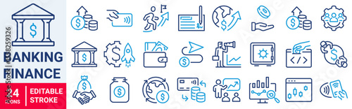 Banking and finance web line icon. Money, accounting, deposit, wallet, coins icons. Vector illustration