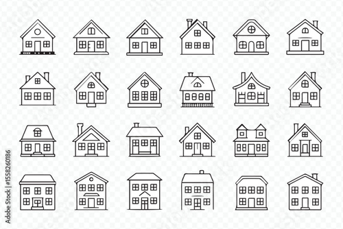 collection of 20 minimal house silhouettes and outlines for modern home design and blueprint illustrations vector